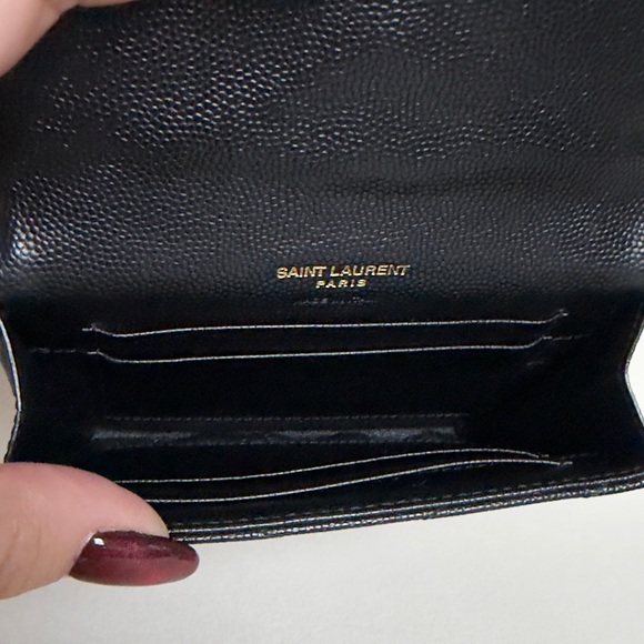 Saint Laurent CASSANDRE MATELASSÉ BLACK ENVELOPE WALLET GRAIN DE POUDRE LEATHER - Picture 10 of 12